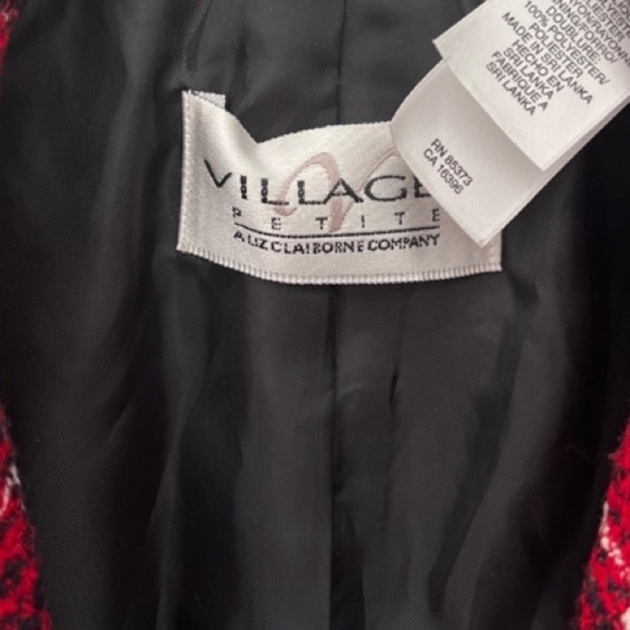 VINTAGE 80s 90s Villager Petite Red Plaid Knit Blazer Jacket Women's 6P - Picture 3 of 5